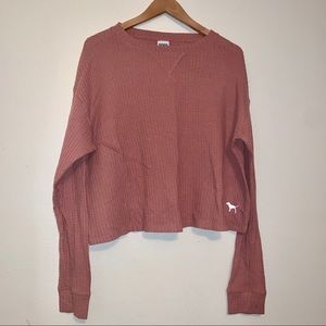 3 for $12🛍 PINK Waffle Knit Long Sleeve Crop Top